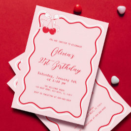 Cherry Birthday Party Thema Erwachsene Einladung