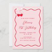 Cherry Birthday Party Thema Erwachsene Einladung (Vorderseite)