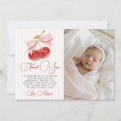 Cherry Birthday Photo Thank You Einladung (Vorderseite)