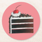 Cherry Black Forest Cake Shop Slice Bäckerei Runder Pappuntersetzer (Vorderseite)