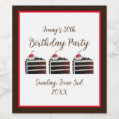 Cherry Black Forest Cake Slice Birthday Party Food Weinetikett (Einzelnes Label)