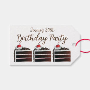 Cherry Black Forest Cake Slice Geburtstagsparty Fo Geschenkanhänger