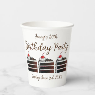 Cherry Black Forest Cake Slice Geburtstagsparty Fo Pappbecher