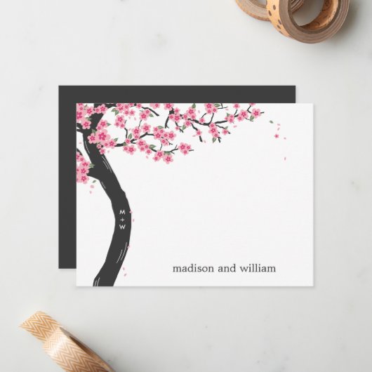 Cherry Bllossoms Flat Danke Karte (Vorderseite/Rückseite Beispiel)