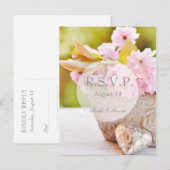 Cherry bllossoms-rosa Blume Hochzeit RSVP Einladungspostkarte (Vorne/Hinten)