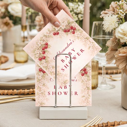 Cherry Bloom Floral Baby Shower Serviette