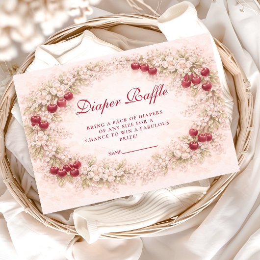 Cherry Bloom Floral Diapper Raffle Begleitkarte
