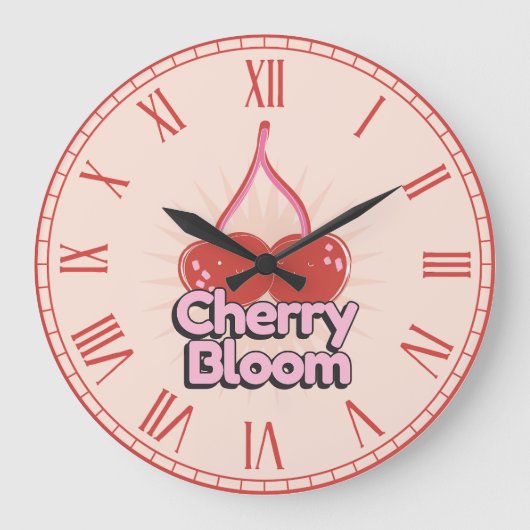 Cherry Bloom Große Wanduhr (Vorderseite)