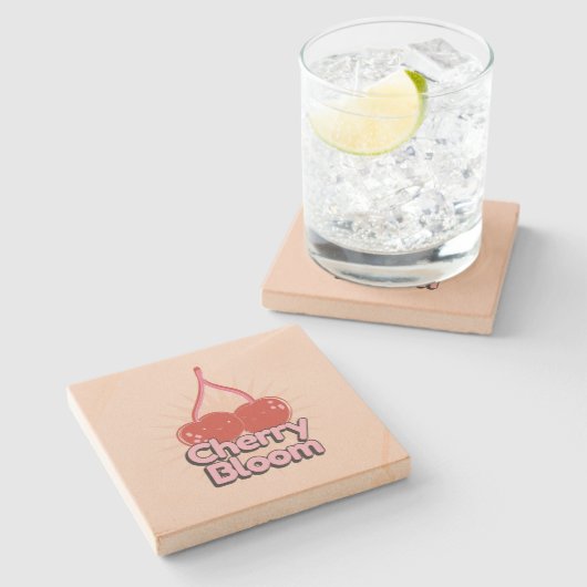Cherry Bloom Steinuntersetzer (Seitenansicht)