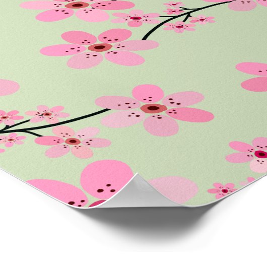 Cherry Blossom 07 Pastel Green Poster (Ecke)