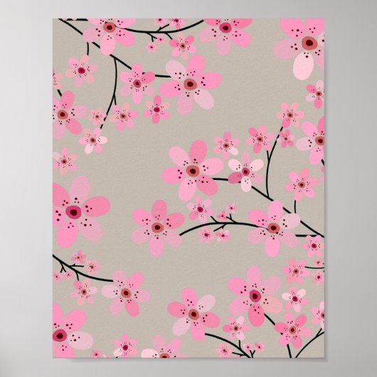 Cherry Blossom 08 Neutral Beige Poster (Vorne)