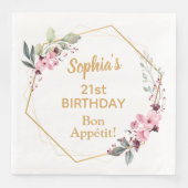 Cherry Blossom 21. Geburtstag Abendessen Party Nap Serviette (Vorderseite)