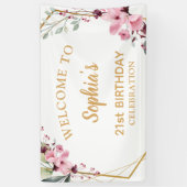 Cherry Blossom 21. Geburtstag Grosses Willkommensb Banner (Vertikal)