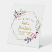 Cherry Blossom 21st Birthday Small Welcome Sign Sockelschild (Vorderseite)
