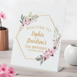 Cherry Blossom 21st Birthday Small Welcome Sign Sockelschild