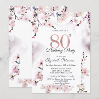 Cherry Blossom 80. Geburtstag Einladung