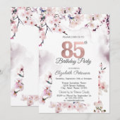 Cherry Blossom 85. Geburtstag Einladung (Vorne/Hinten)