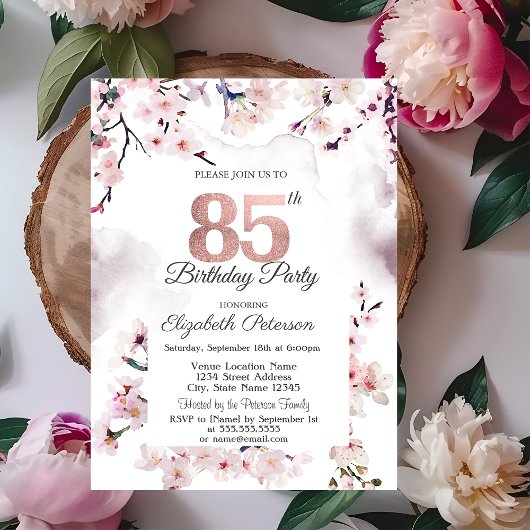 Cherry Blossom 85. Geburtstag Einladung