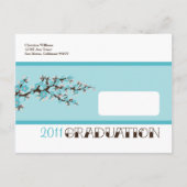 Cherry Blossom Abschluss Announcement (aqua) Ankündigungspostkarte (Rückseite)