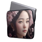 Cherry Blossom Adorned Girl Electronics Bag Laptopschutzhülle (Vorderseite Links)