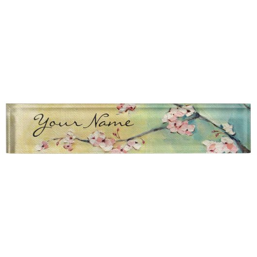 Cherry Blossom Akrylic Desk Namplate Namensplakette (Vorderseite)