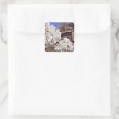Cherry Blossom. Alles Gute zu Ostern. Quadratischer Aufkleber (Tasche)