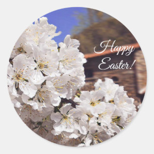 Cherry Blossom. Alles Gute zu Ostern. Runder Aufkleber