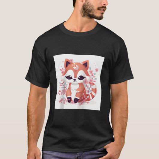 Cherry Blossom And Red Panda Print Home Decor Base T-Shirt (Vorderseite)