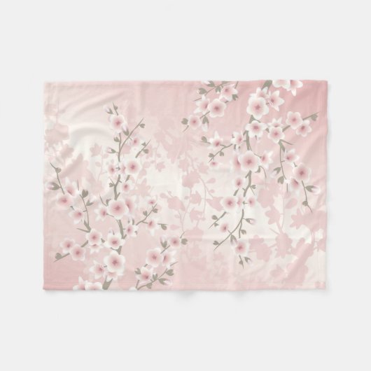 Cherry Blossom Apricot Vintag Fleecedecke (Vorderseite (Horizontal))