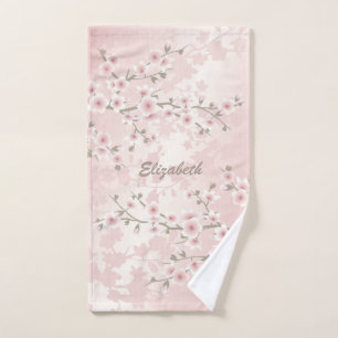 Cherry Blossom Apricot Vintage florale Monogramm Handtuch