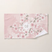 Cherry Blossom Apricot Vintage florale Monogramm Handtuch (Handtuch)