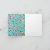 Cherry Blossom Aquamarin Retro Vintag Baby Dusche Dankeskarte (Innenseite)