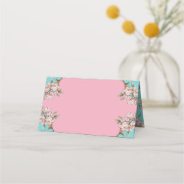 Cherry Blossom Aquamarin Retro Vintag Baby Dusche Platzkarte