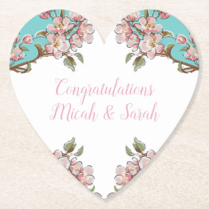 Cherry Blossom Aquamarin Retro Vintag Baby Dusche Untersetzer