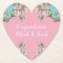 Cherry Blossom Aquamarin Retro Vintag Baby Dusche Untersetzer