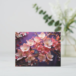 Cherry Blossom Art Postcard - Lila Postkarte