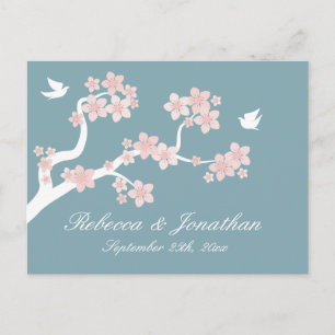 Cherry Blossom auf der blauen UAWG-Postkarte Einladungspostkarte