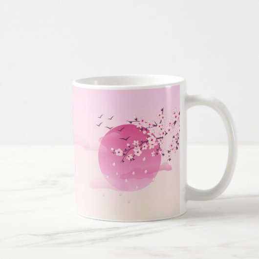 Cherry Blossom Aufstieg Sun Pink Floral Girl Kaffeetasse (Rechts)