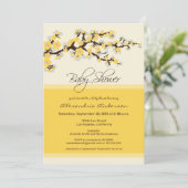 Cherry Blossom Baby Shower Invitation (gelb) Einladung (Stehend Vorderseite)
