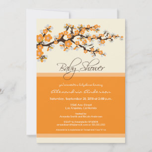 Cherry Blossom Baby Shower Invitation (orange) Einladung
