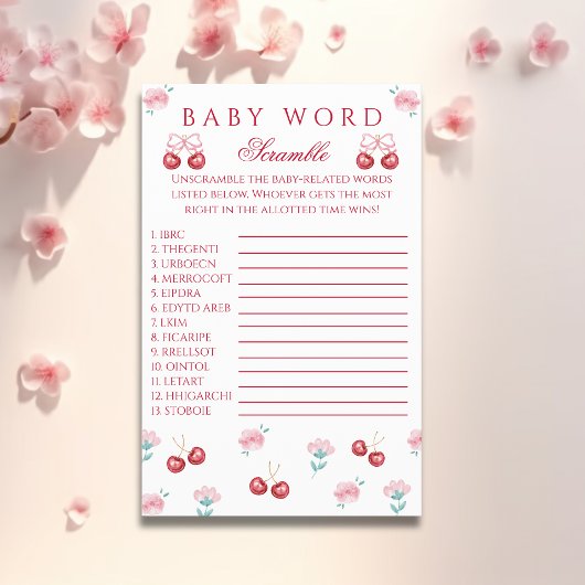 Cherry Blossom Baby Word Scramble Game Flyer