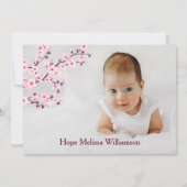 Cherry Blossom Babydusche | Foto Dankeschön Karte (Rückseite)