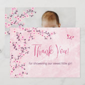 Cherry Blossom Babydusche | Foto Dankeschön Karte (Vorne/Hinten)