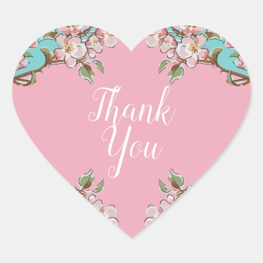 Cherry Blossom Babydusche Herz-Aufkleber (Vorderseite)