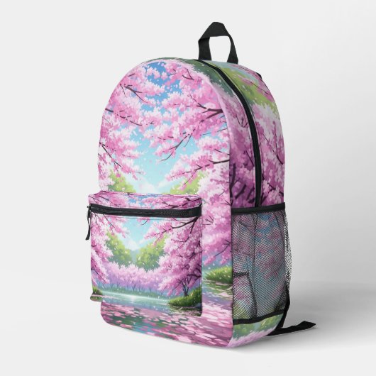 Cherry Blossom Backpack Bedruckter Rucksack (Rückseitige Ecke Rechts)