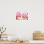 Cherry-Blossom-Bäume auf beiden Seiten Poster (Küche)
