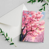 Cherry Blossom Bäume Rosa Blumenmalerei Postkarte
