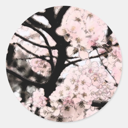 Cherry Blossom bearbeitet Runder Aufkleber (Vorderseite)