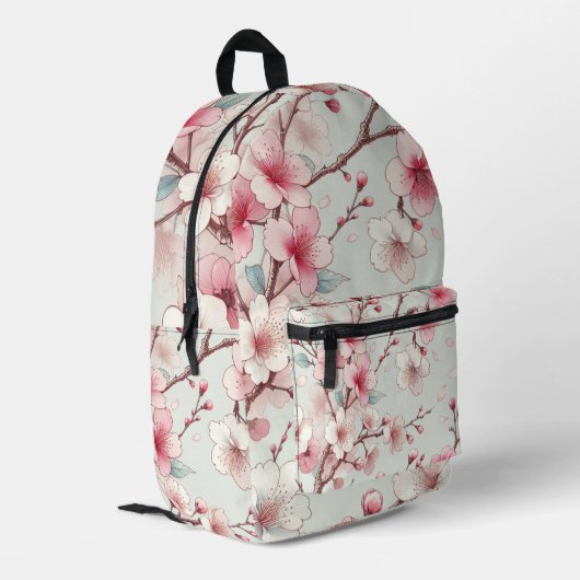 Cherry Blossom Bedruckter Rucksack (Rückseitige Ecke links)