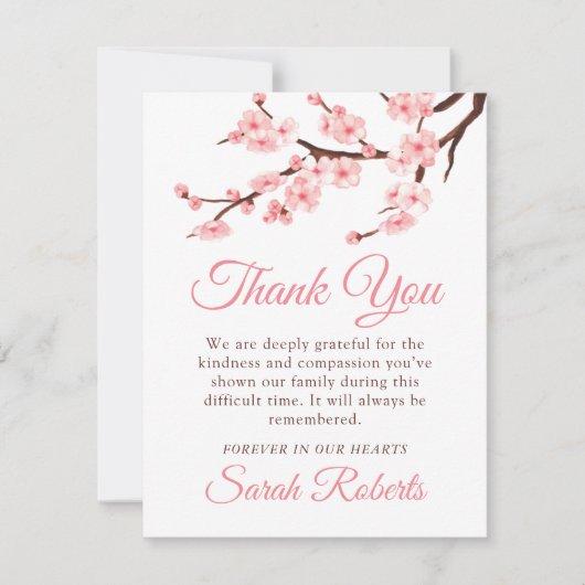 Cherry Blossom Beileid Vielen Dank Note Card Dankeskarte (Vorderseite)